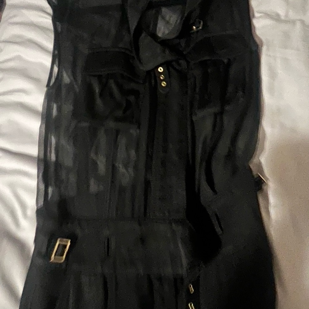 Jason Wu Black Sheer Utility Jumpsuit XS (US 2) Gold Zip Detail - Picture 7 of 16